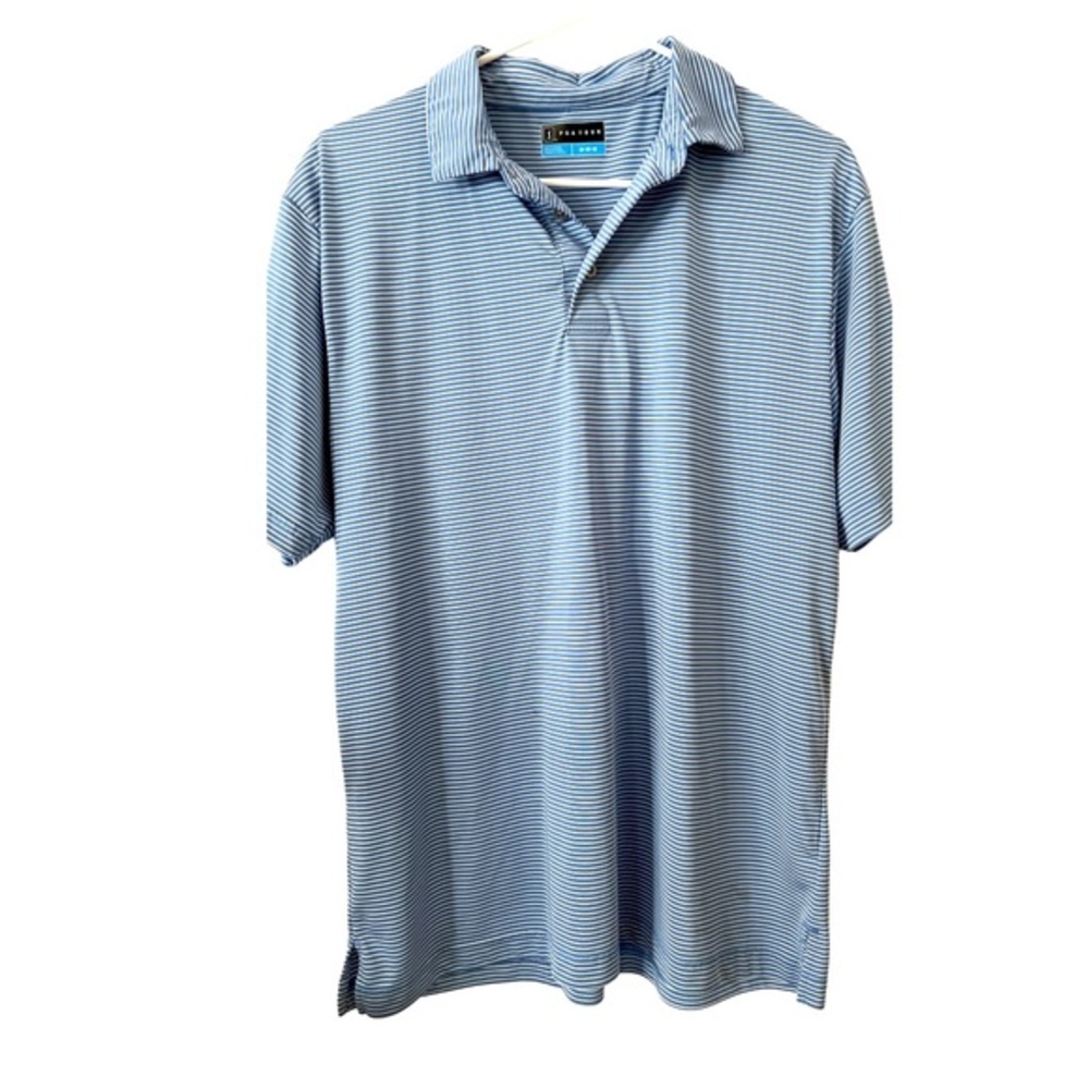Men’s PGA Tour blue golf performance polo with white stripes size M‎